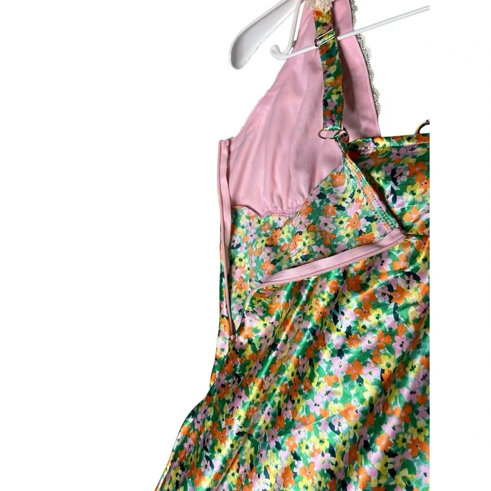 Wild Fable Viral Maxi Slip Dress S Ditsy Floral Bow Lingerie 90s Y2K Lace Party - Picture 7 of 10